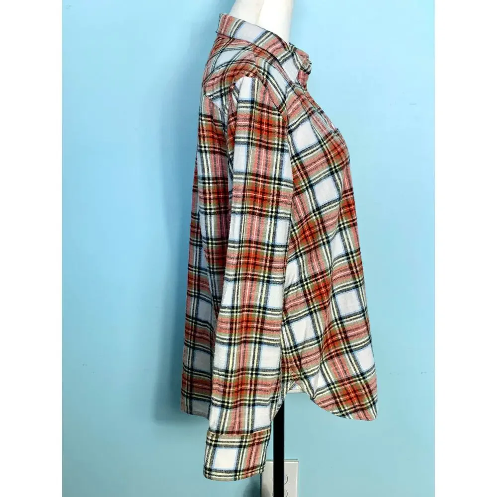 J. Crew Classic Fit Button Down Shirt in Snowy Stewart Tartan Flannel Size 10